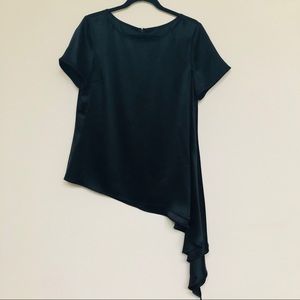 St. John Liquid Silk Satin Asymmetrical Blouse